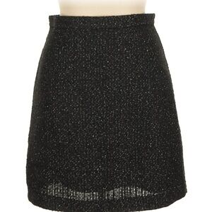 Ann Taylor Tweed Black Textured Mini Skirt with Gold Thread